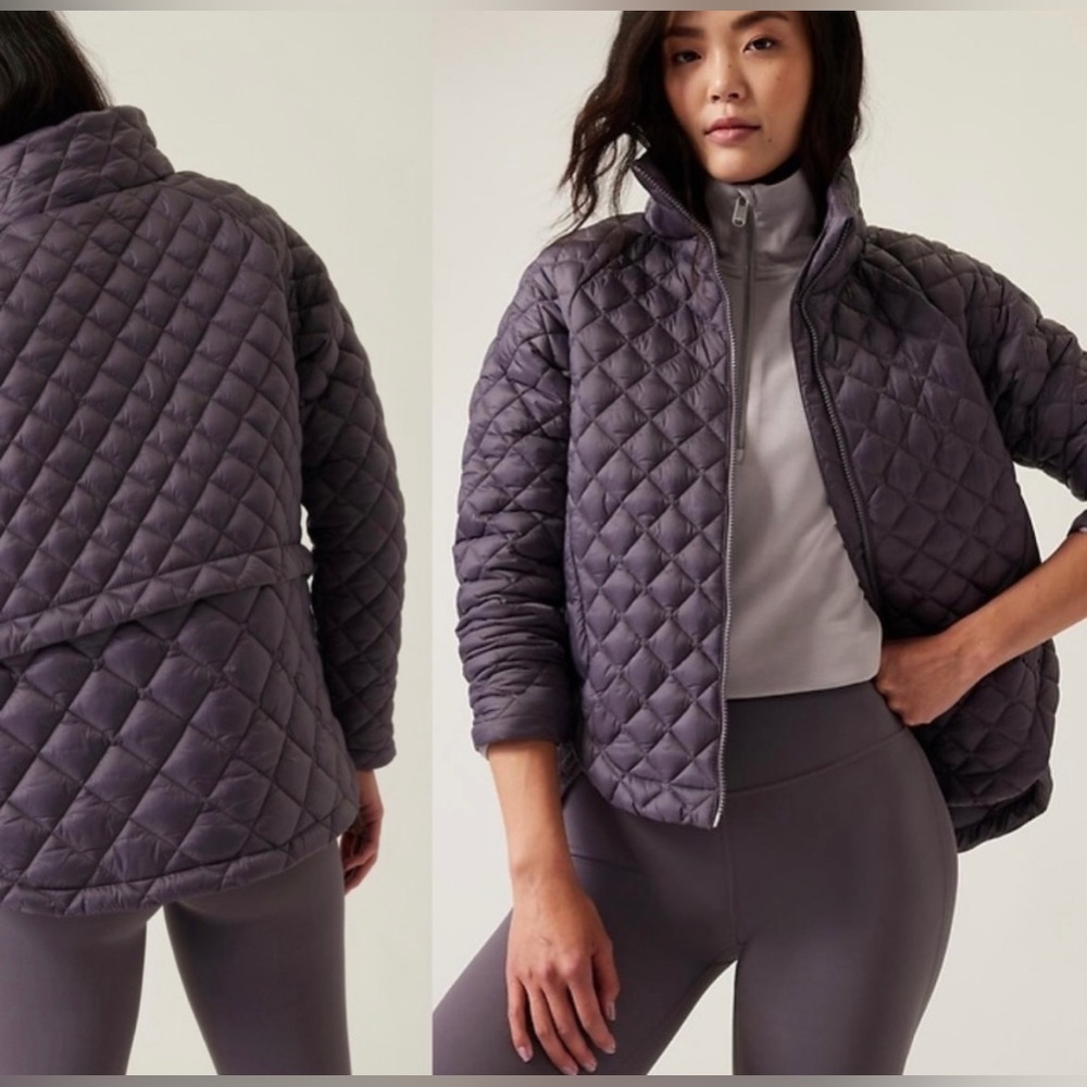 Athleta Whisper Featherless Quilted Puffer Jacket Purple Small